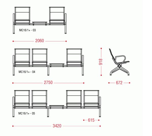 Трехместная секция Aero plus 2П со столиком фото 2