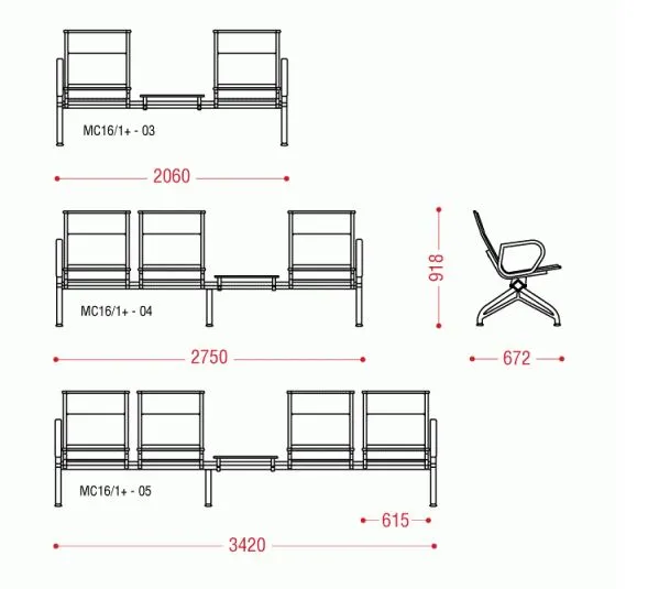 Двухместная секция Aero plus 2П со столиком фото 2